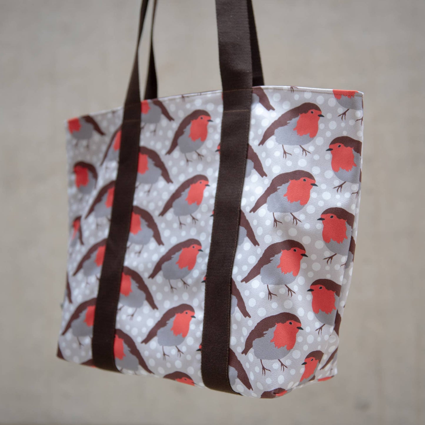 Robin print cotton tote bag