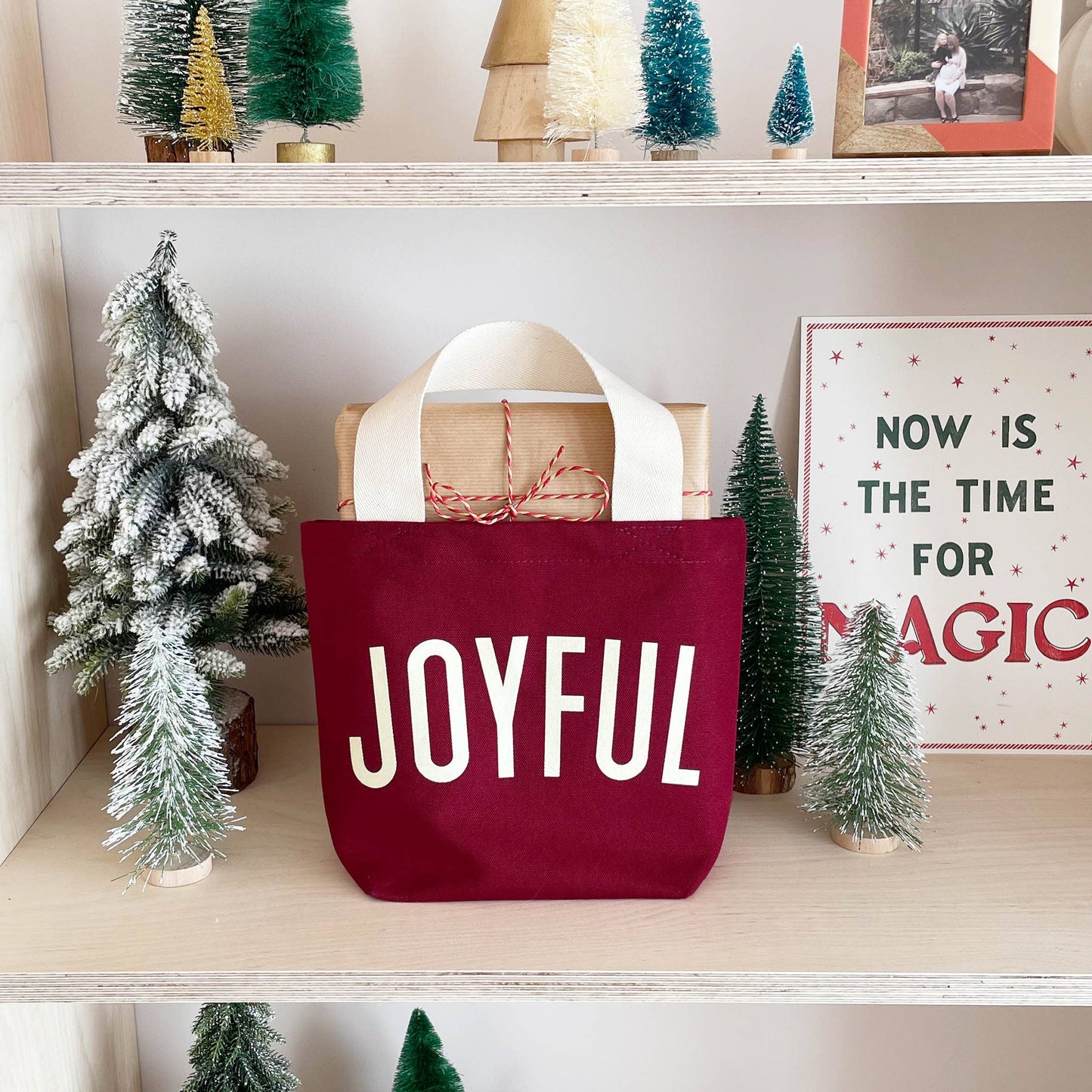 Burgundy joyful little canvas bag