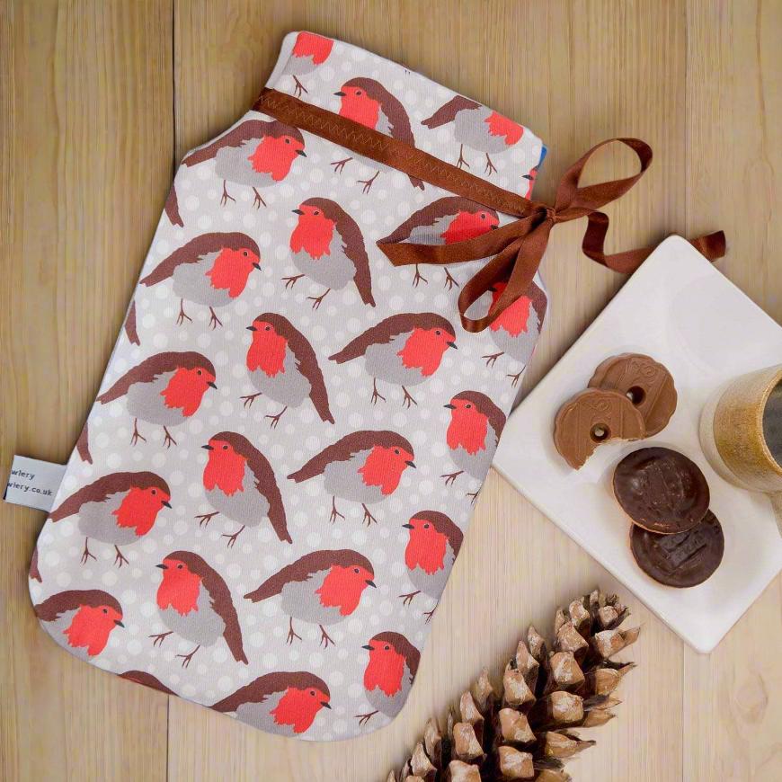 Robin print hot water bottle