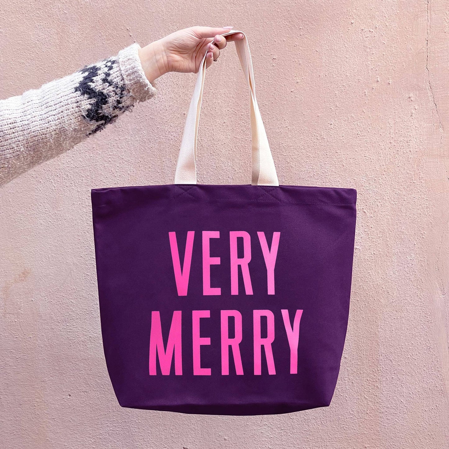 Very merry - purple canvas tote bag