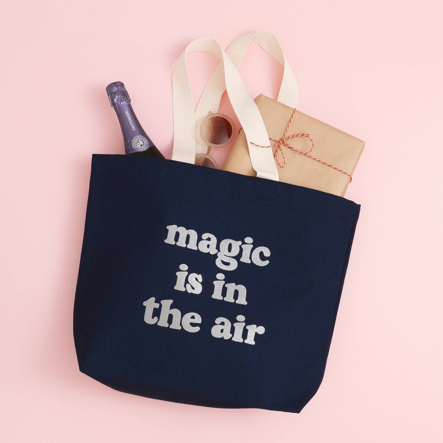 Magic is in the air - midnight blue tote bag