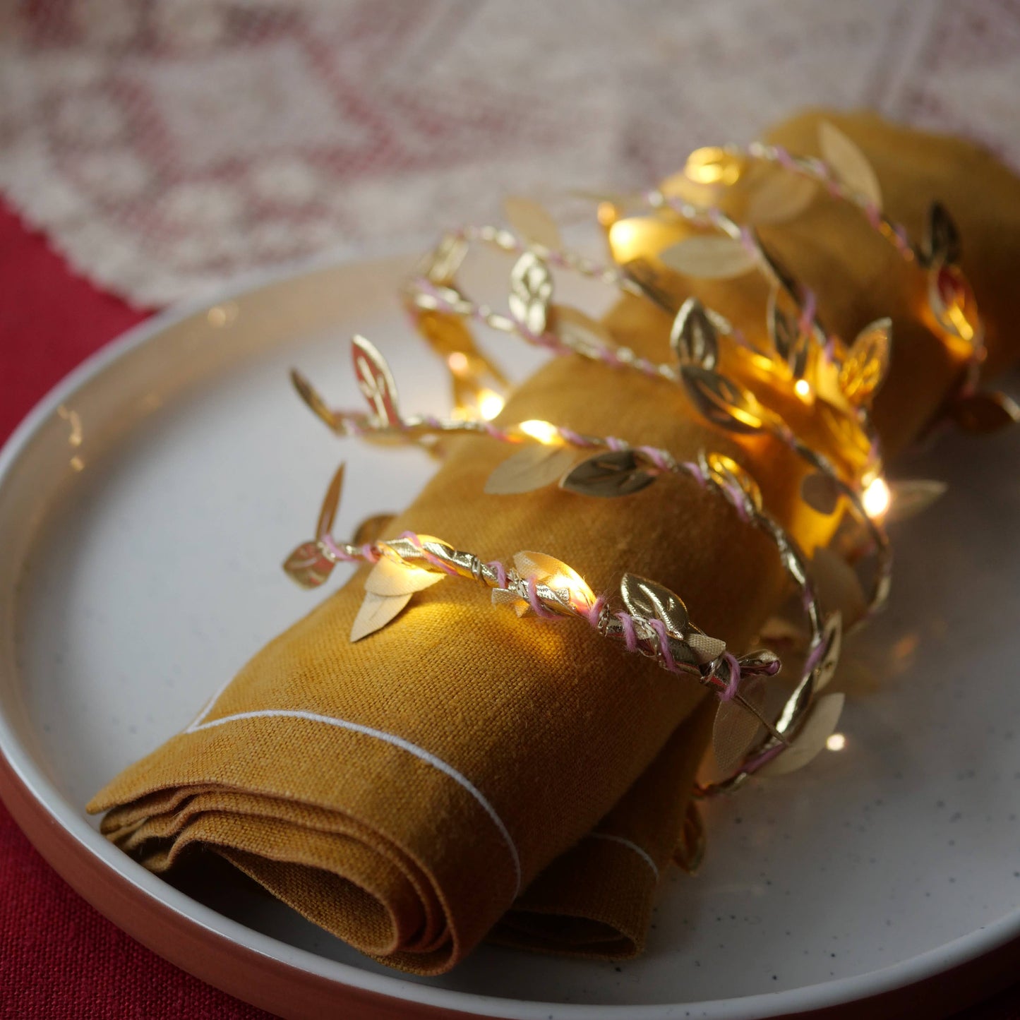 Gold leaves fairy lights