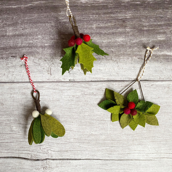 Felt Christmas botanical decorations craft kit