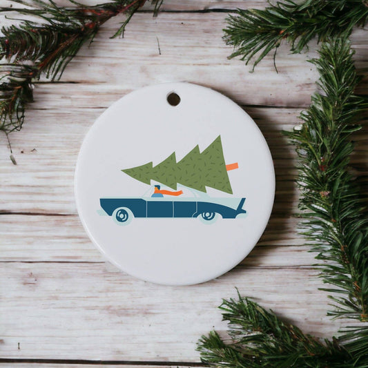 Christmas tree on car ceramic decoration