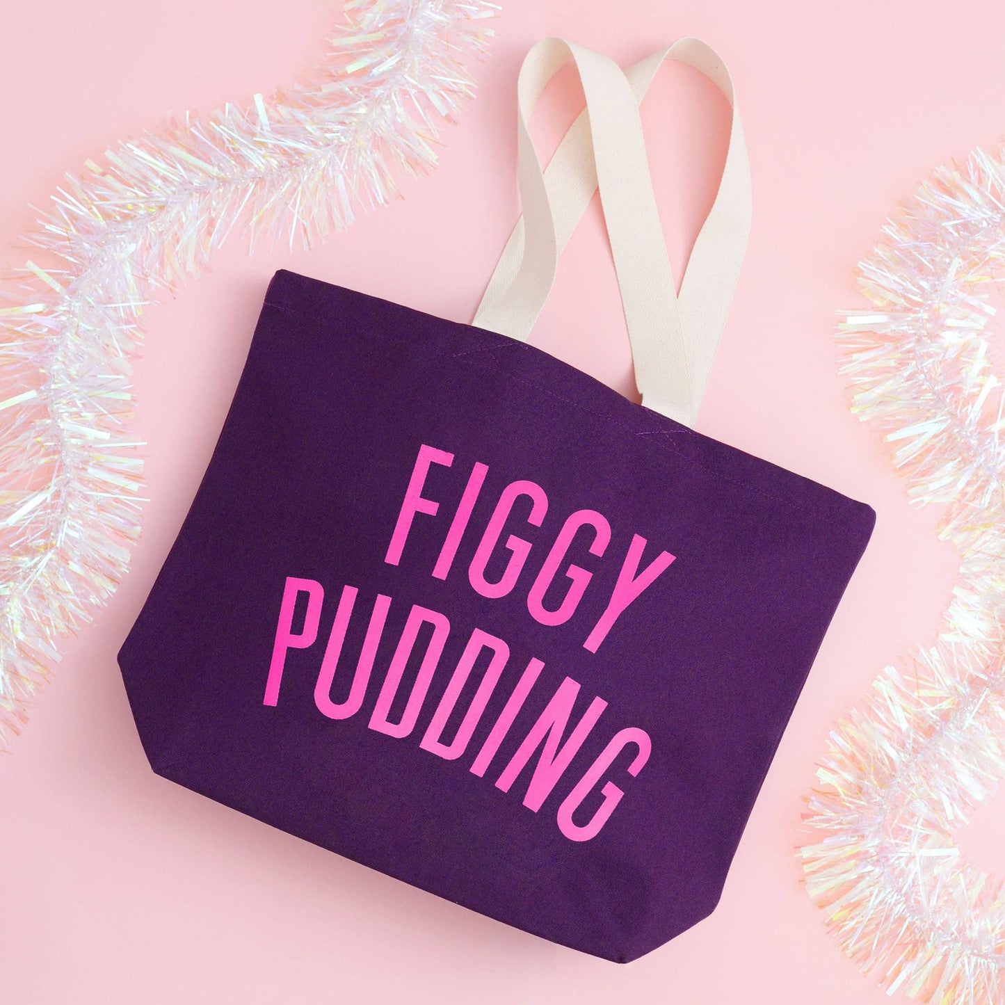 Figgy pudding purple tote bag