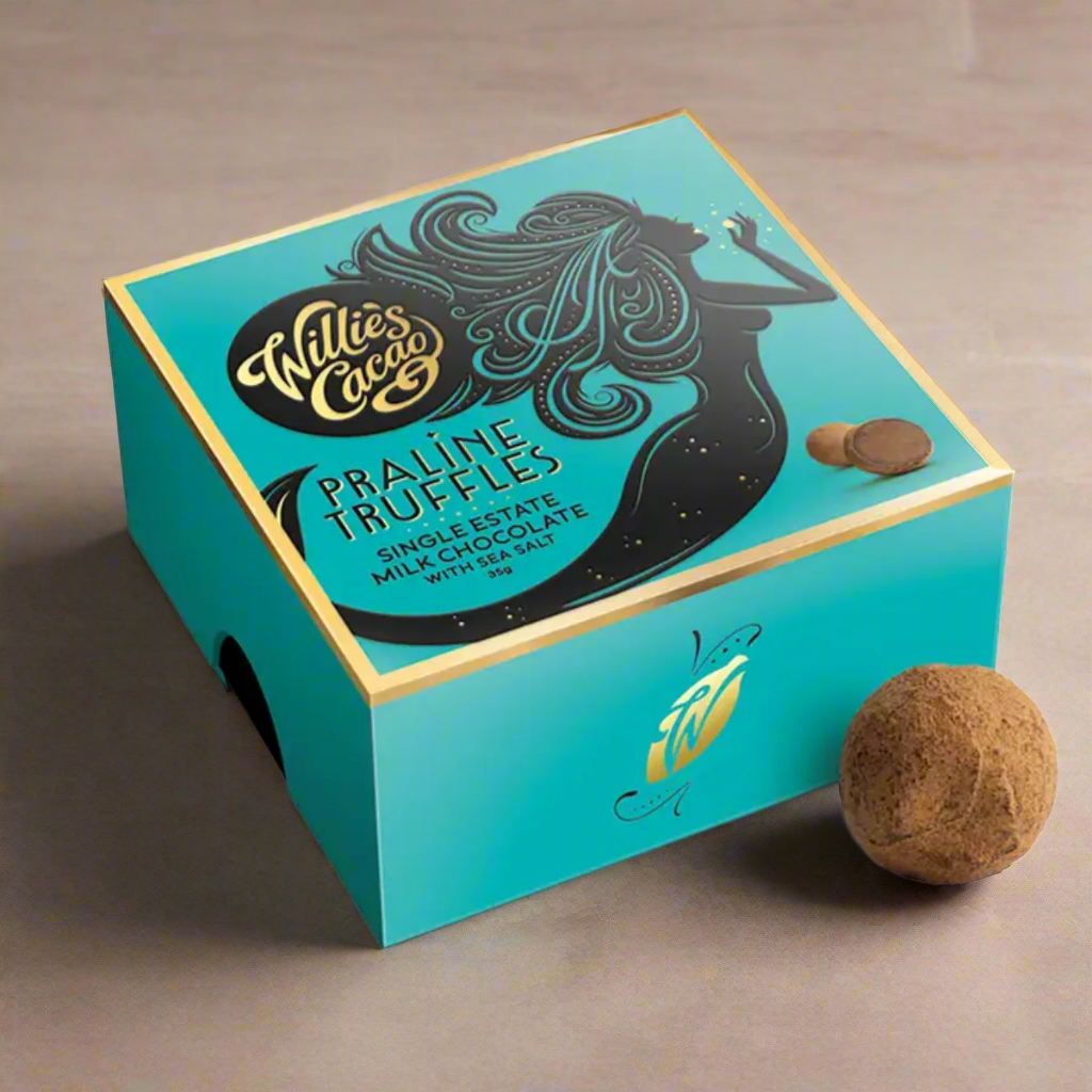 Small milk chocolate praline truffles with sea salt