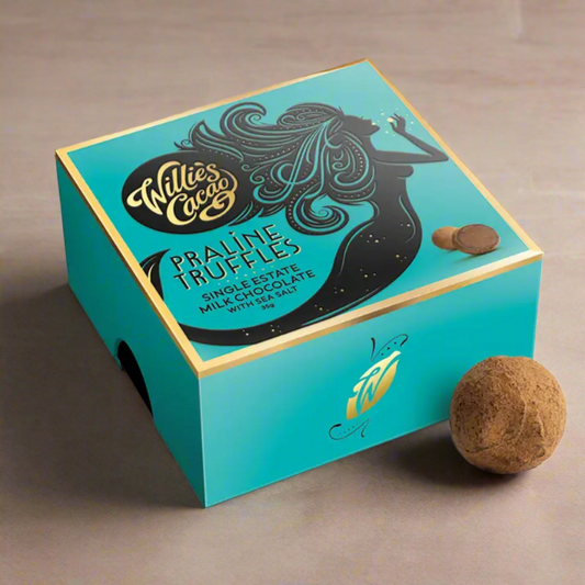 Small milk chocolate praline truffles with sea salt