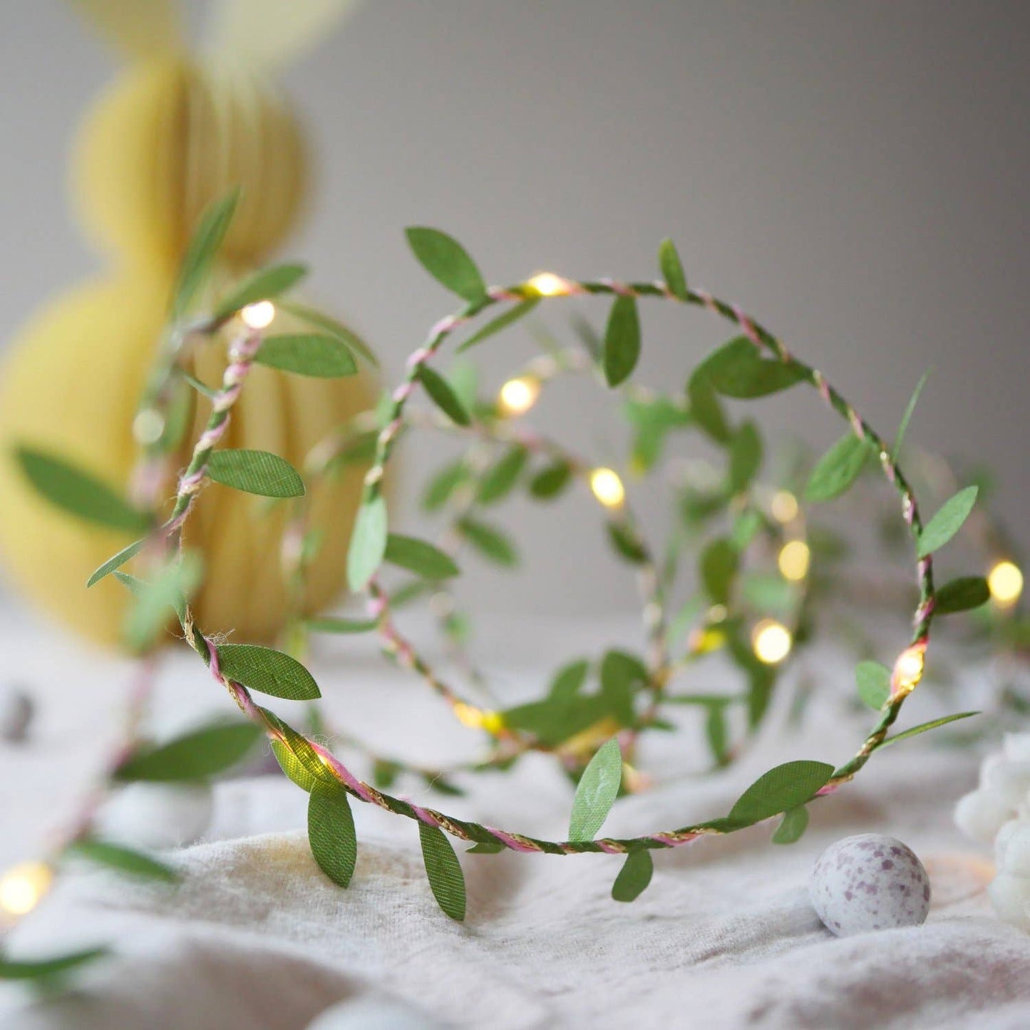 Green leaves fairy lights