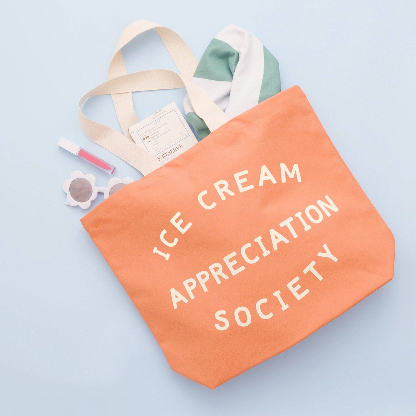 Ice Cream Appreciation Society peach canvas tote bag