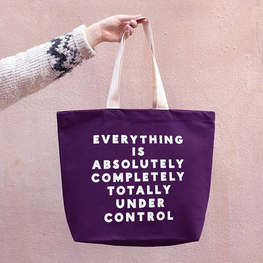 Everything is under control - purple canvas tote bag