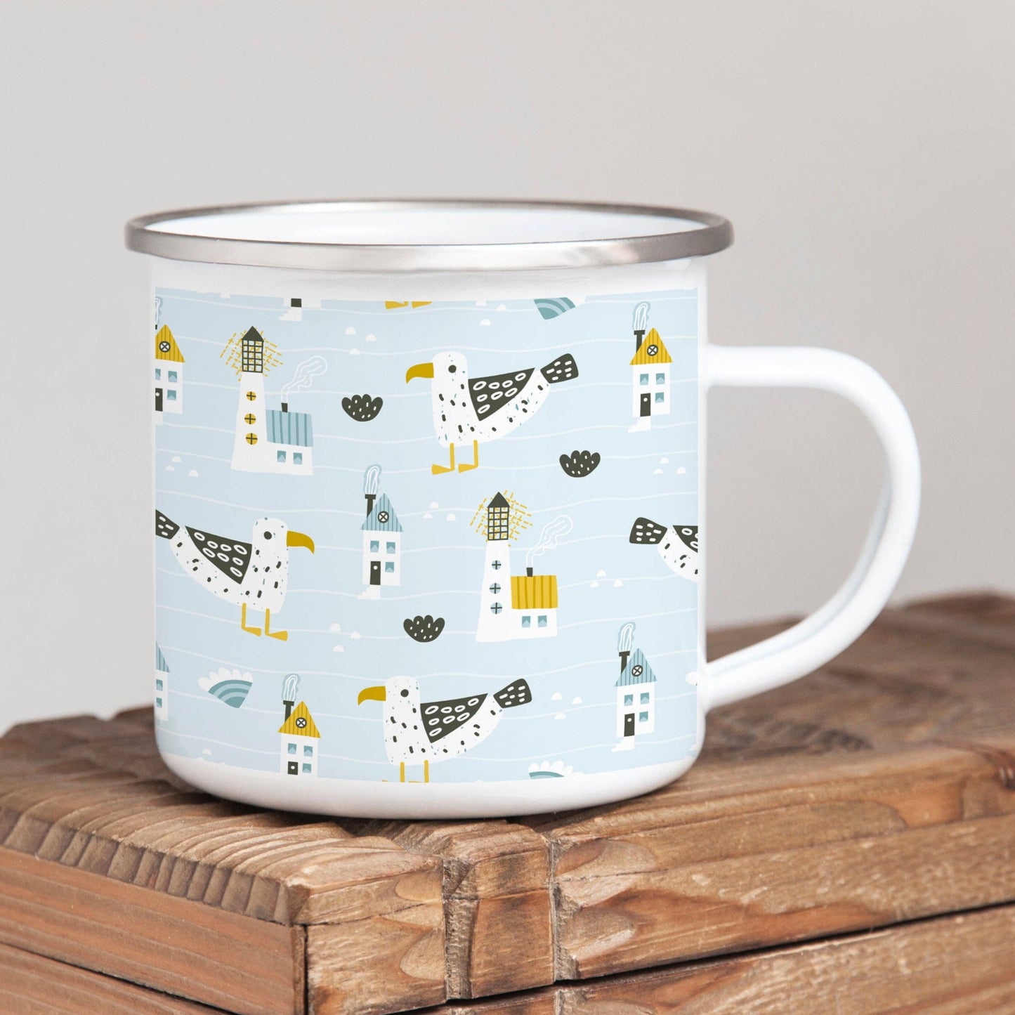 Seagulls enamel outdoor mug