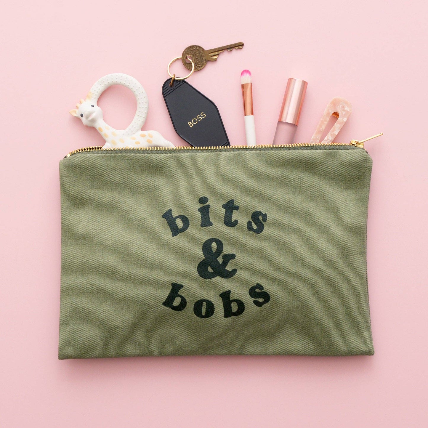 Olive green bits & bobs zip purse