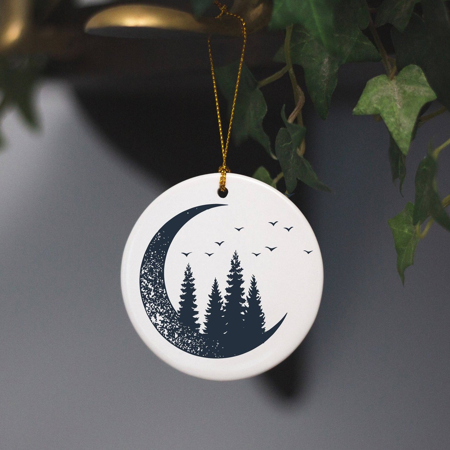 Forest moon ceramic decoration