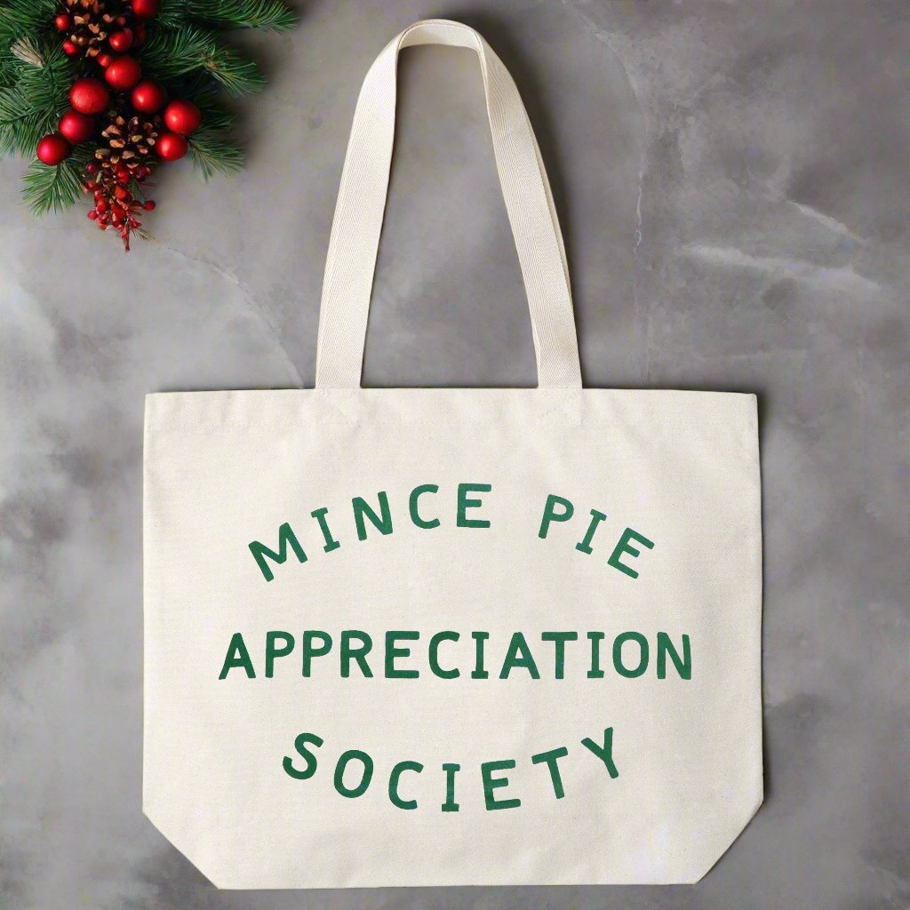 Mince Pie Appreciation Society cotton canvas tote bag