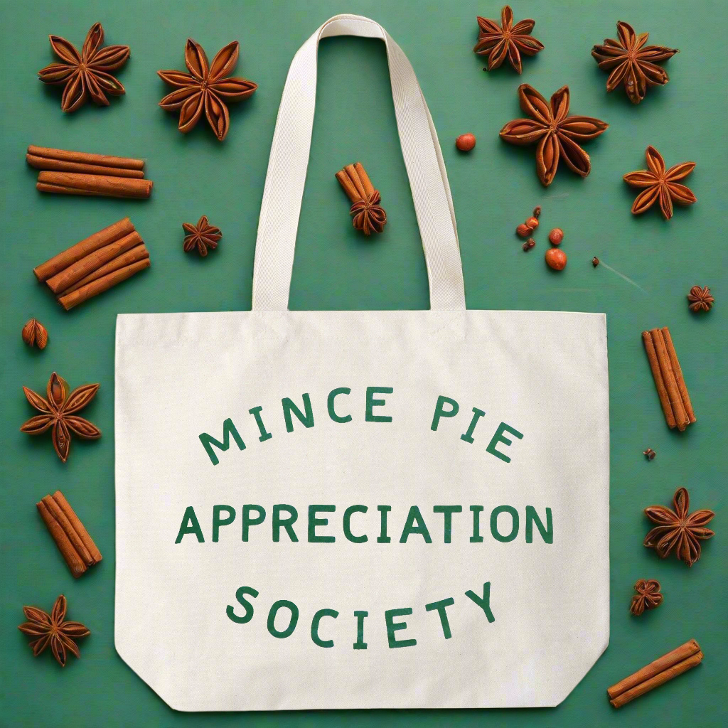 Mince Pie Appreciation Society cotton canvas tote bag