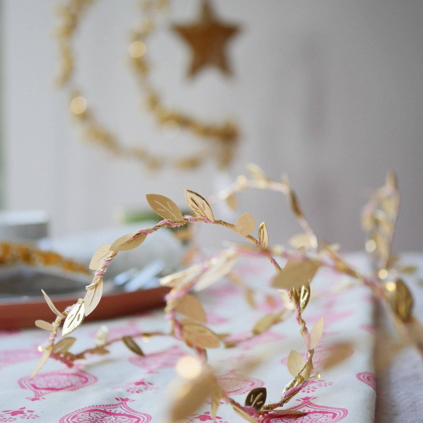 Gold leaves fairy lights