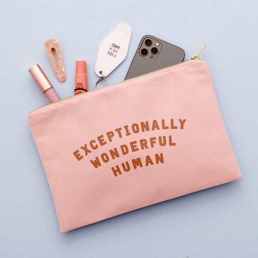 Exceptionally Wonderful Human blush pink zip purse