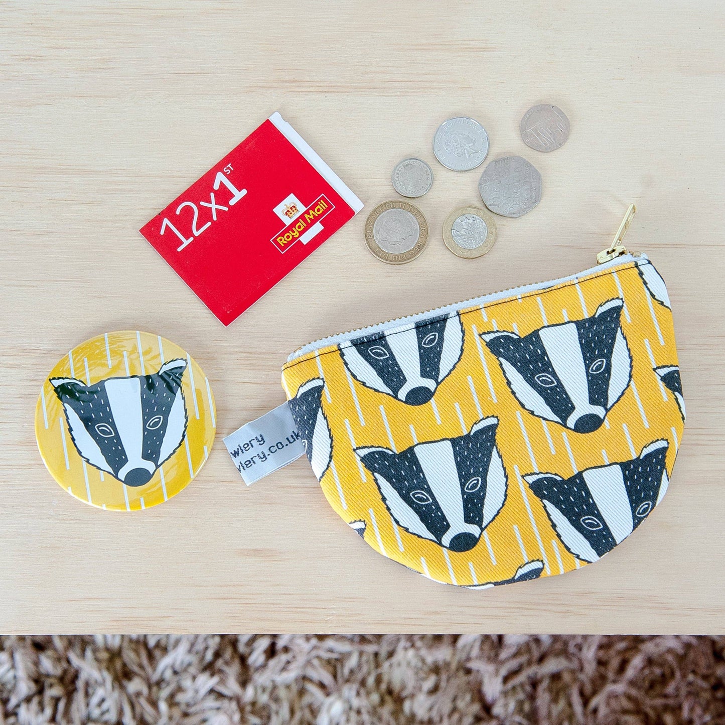 Yellow badger print purse