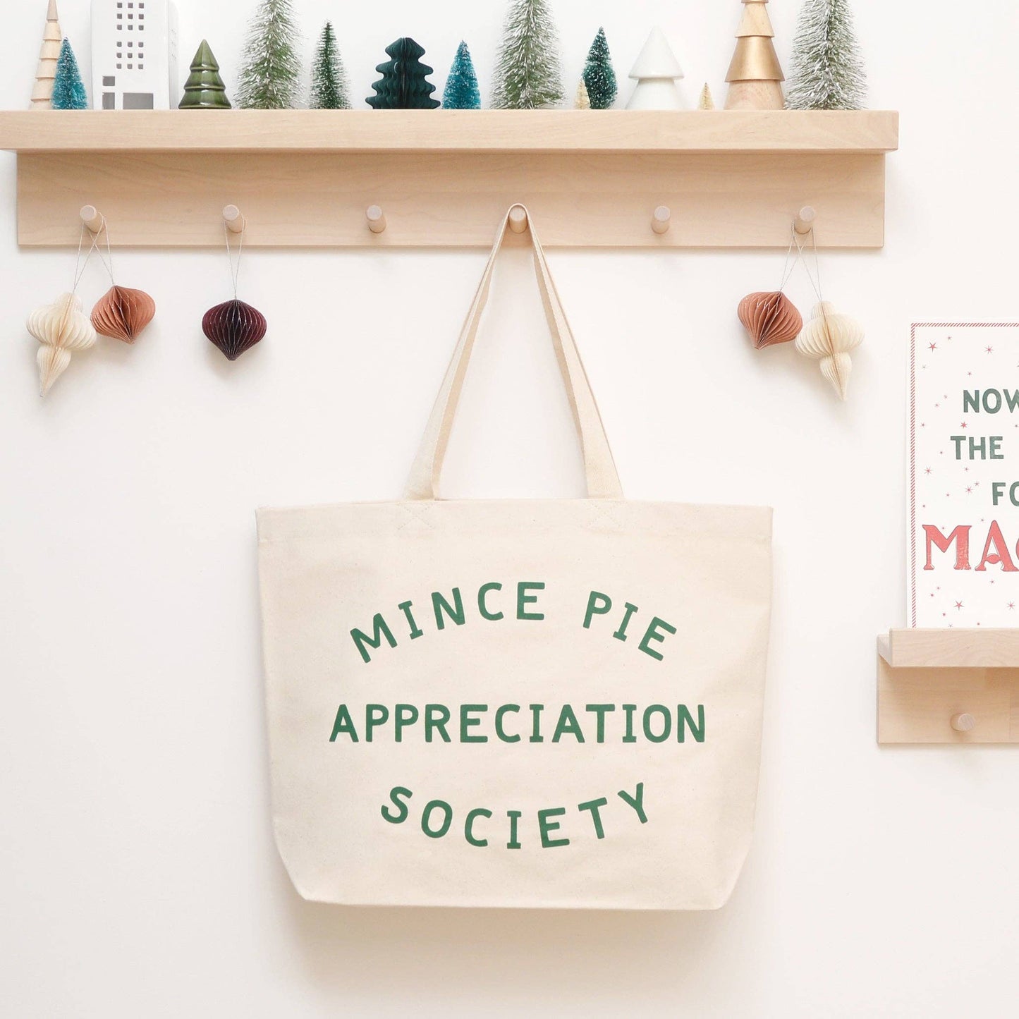 Mince Pie Appreciation Society cotton canvas tote bag