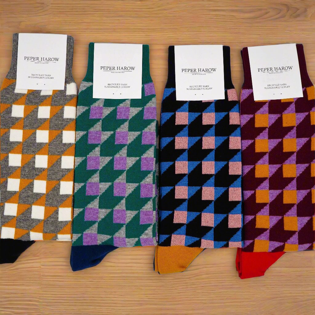 'Dimensional' large recycled socks (size 6-13)