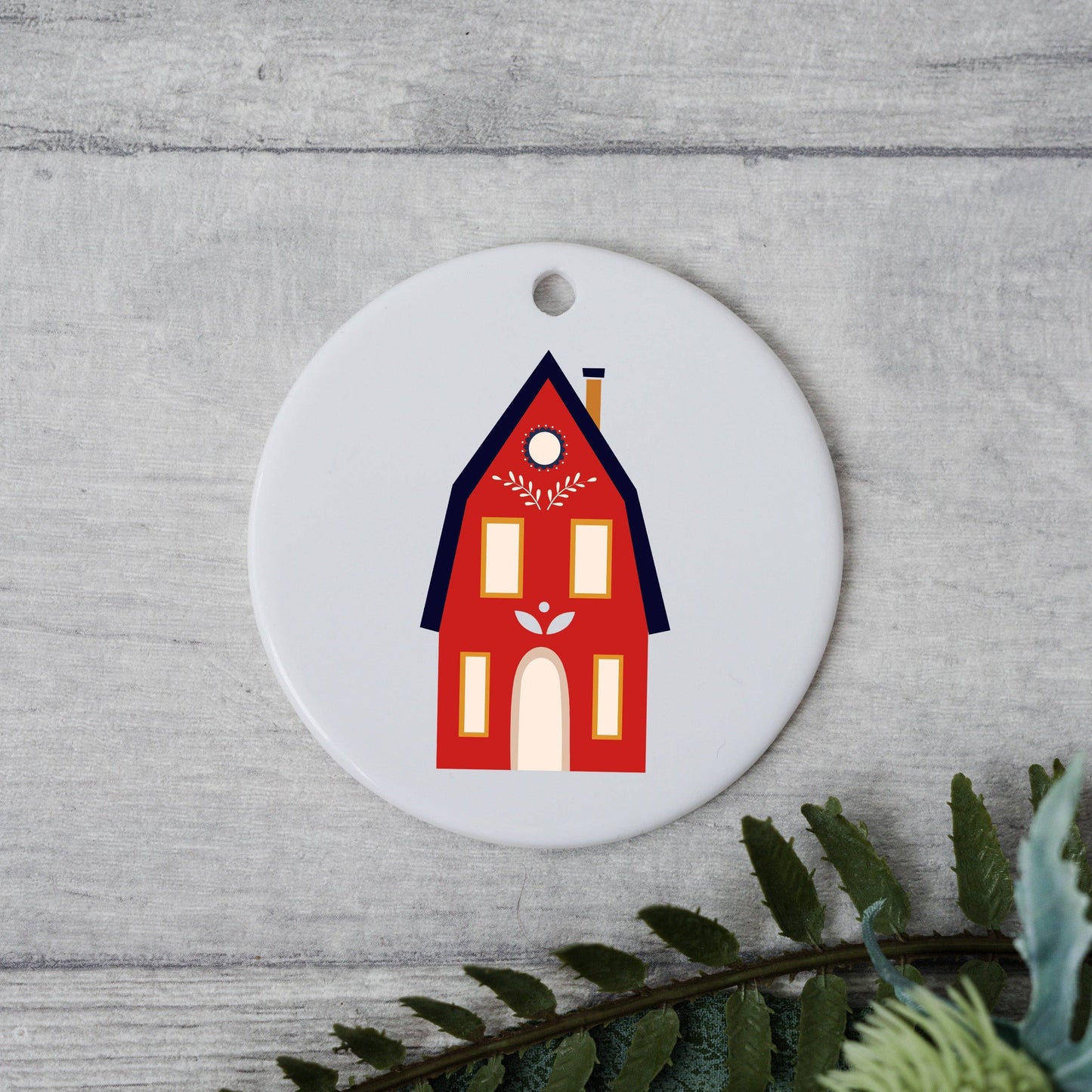 Little red house ceramic decoration