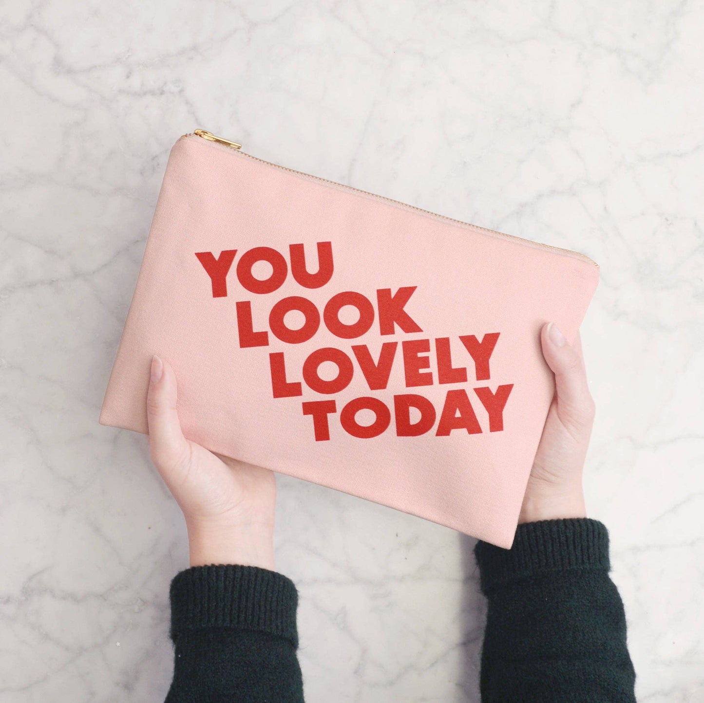 Blush pink you look lovely today cosmetic bag