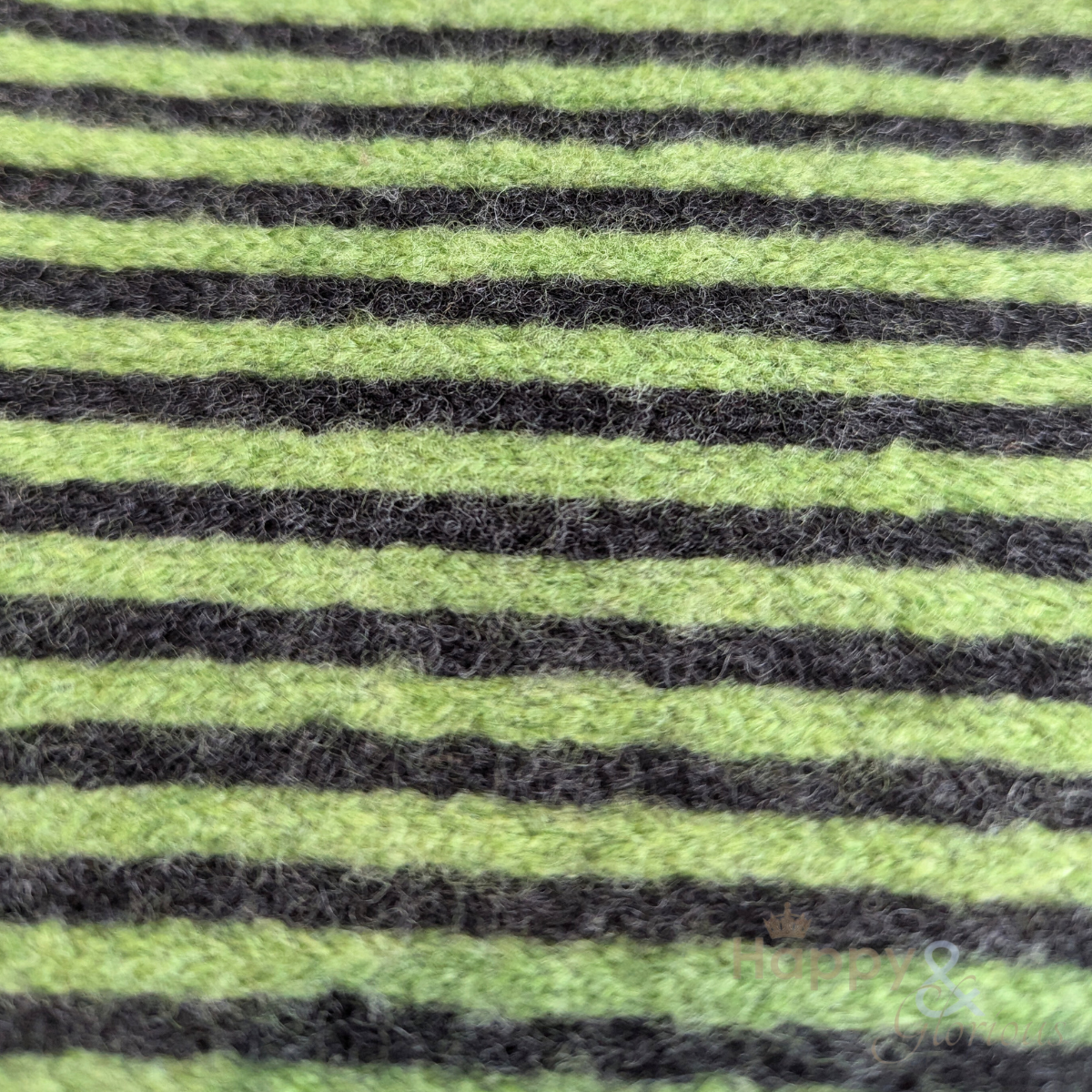 Leaf green & grey stripe felted merino wool scarf