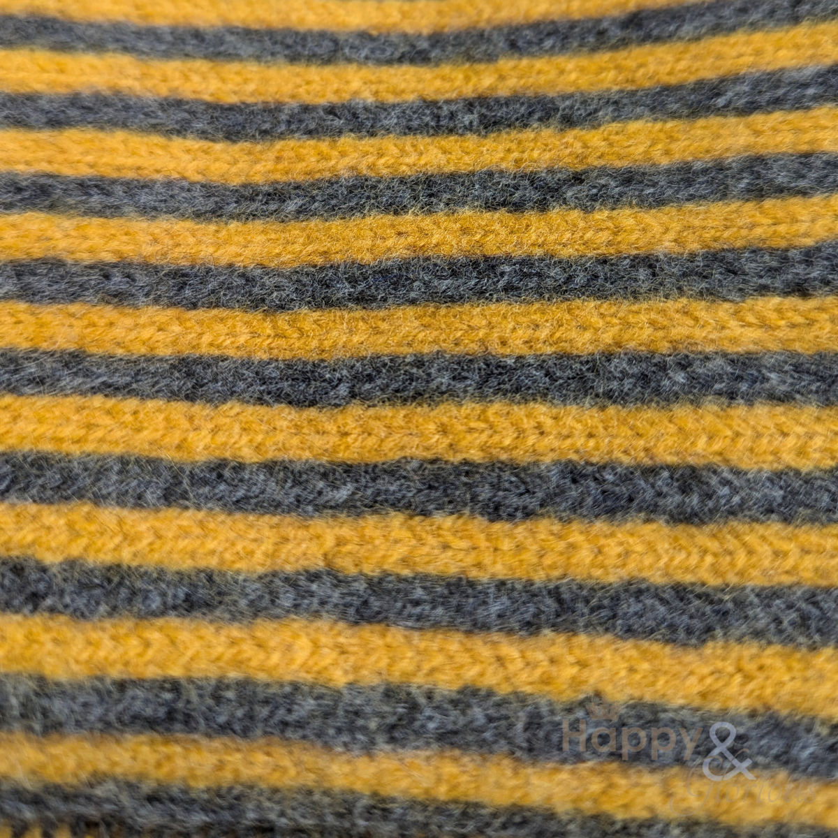 Mustard & grey stripe felted merino wool scarf