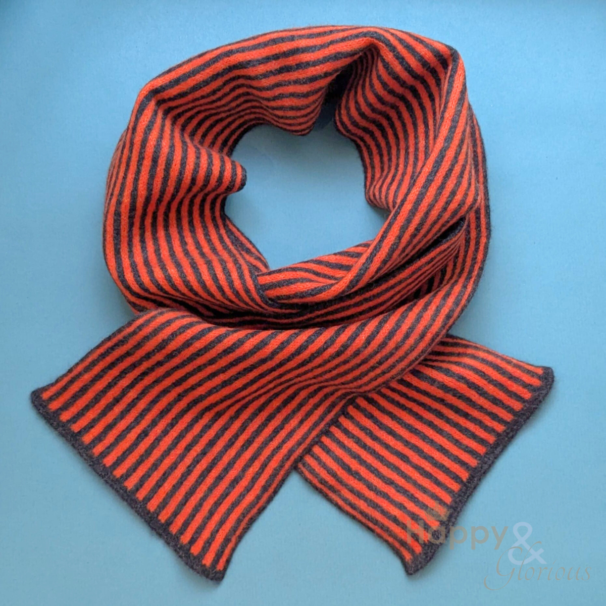 Orange & grey stripe felted merino wool scarf