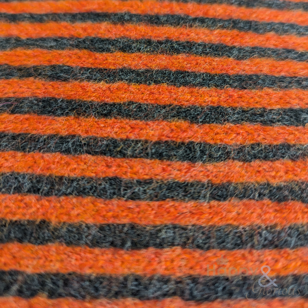 Orange & grey stripe felted merino wool scarf