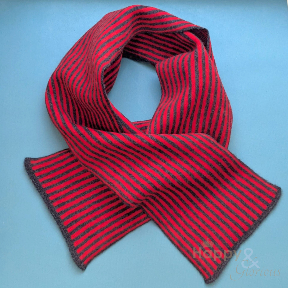 Red & grey stripe felted merino wool scarf