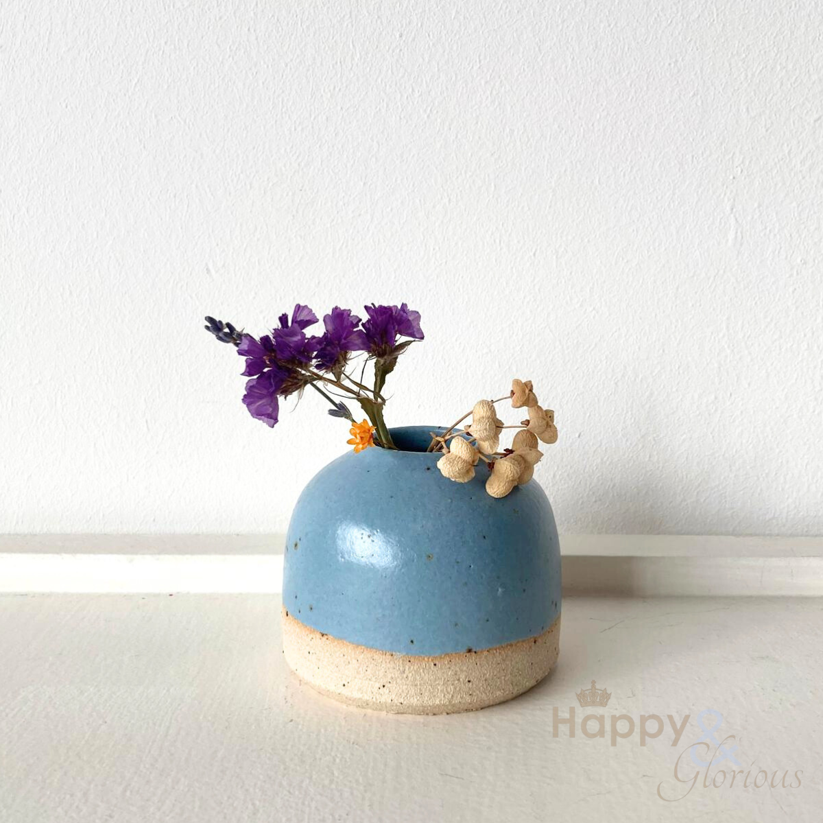 Mini cornflower blue stoneware bud vase