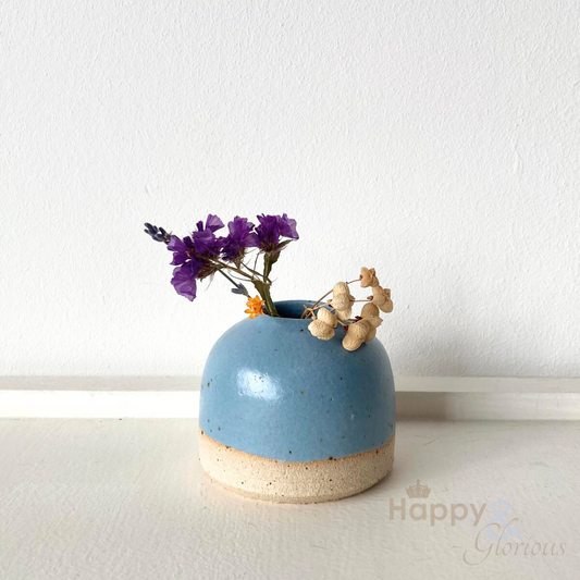 Mini cornflower blue stoneware bud vase