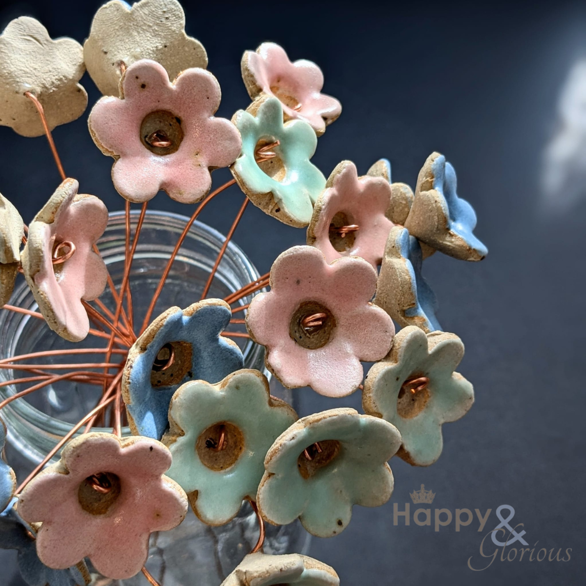 Decorative ceramic flower stem