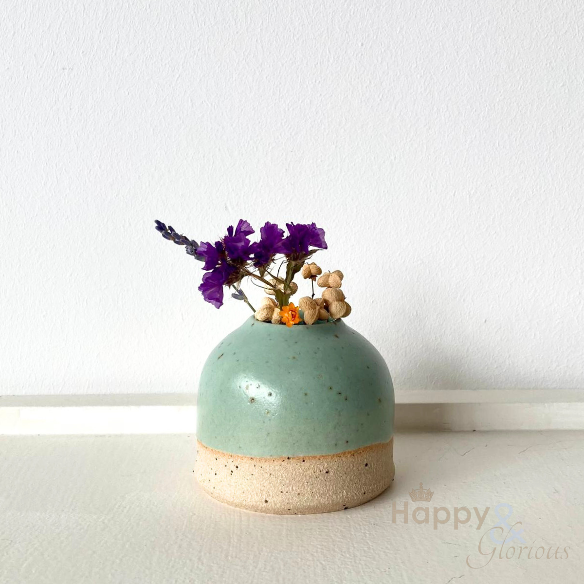 Mini mint green stoneware bud vase