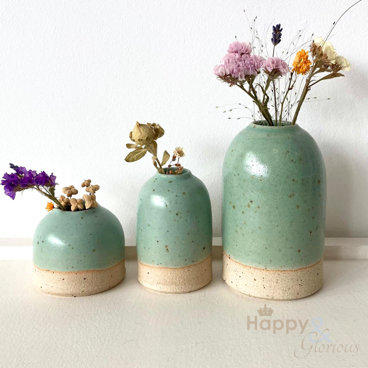 Medium mint green stoneware vase