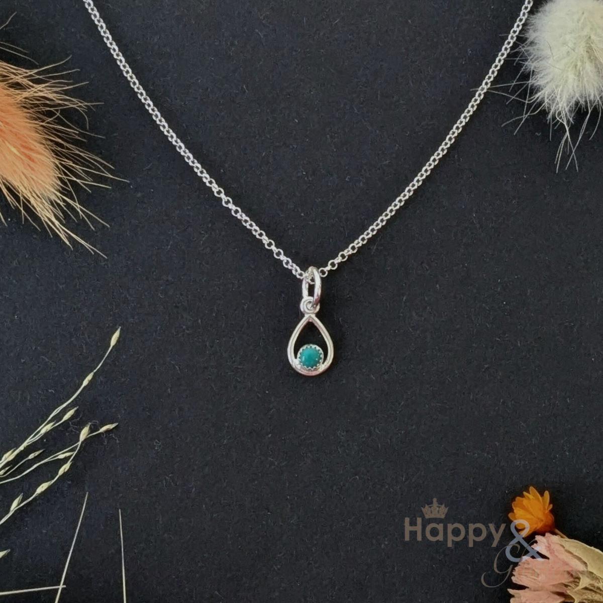 Sterling silver & turquoise teardrop pendant