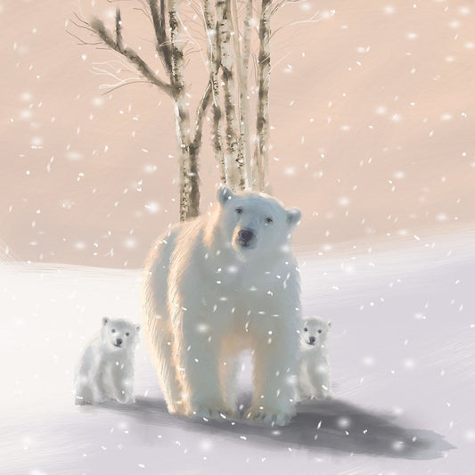 Polar bear & cubs charity Christmas cards - pack of six