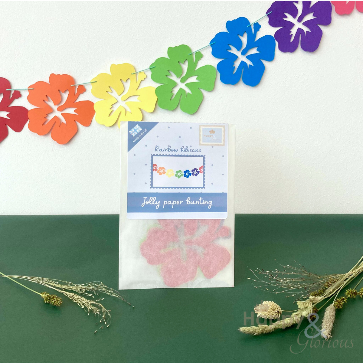 Jolly paper bunting - Rainbow hibiscus