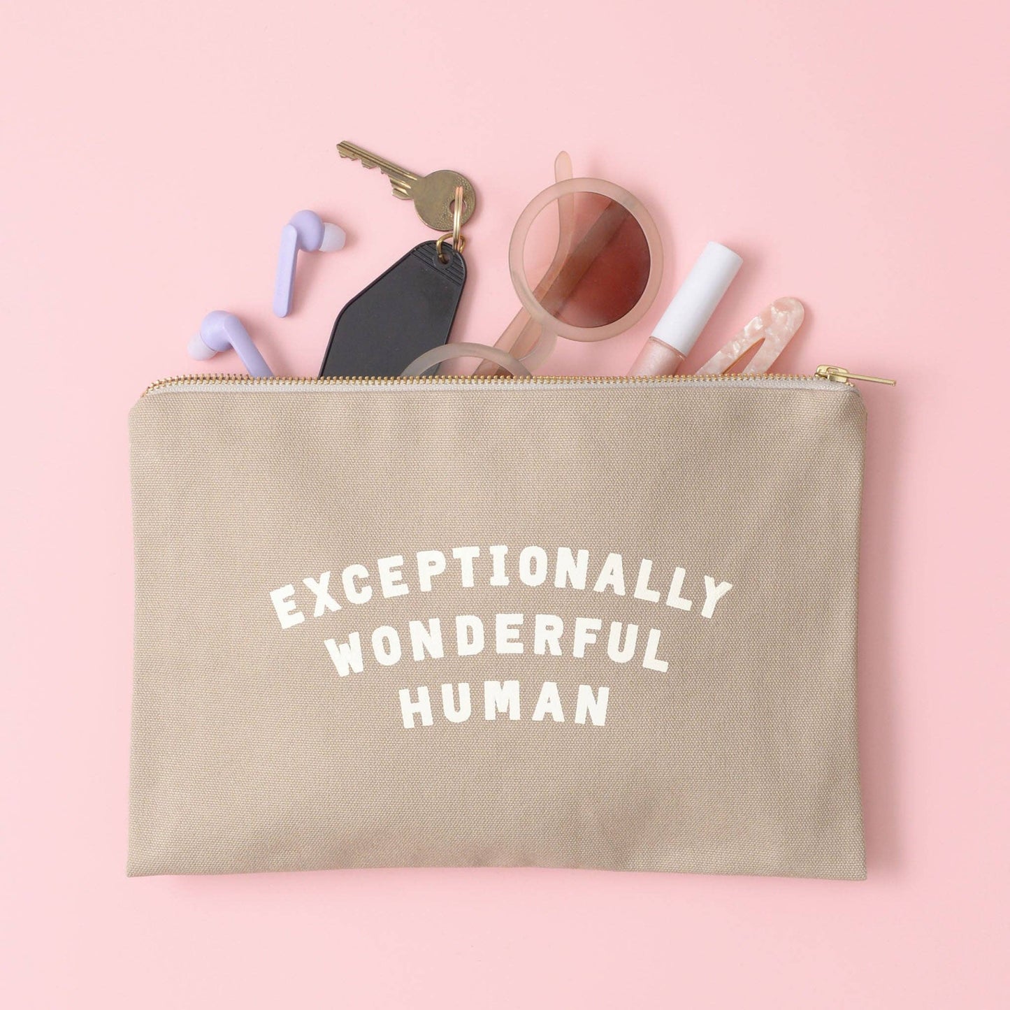 Exceptionally wonderful human stone zip purse