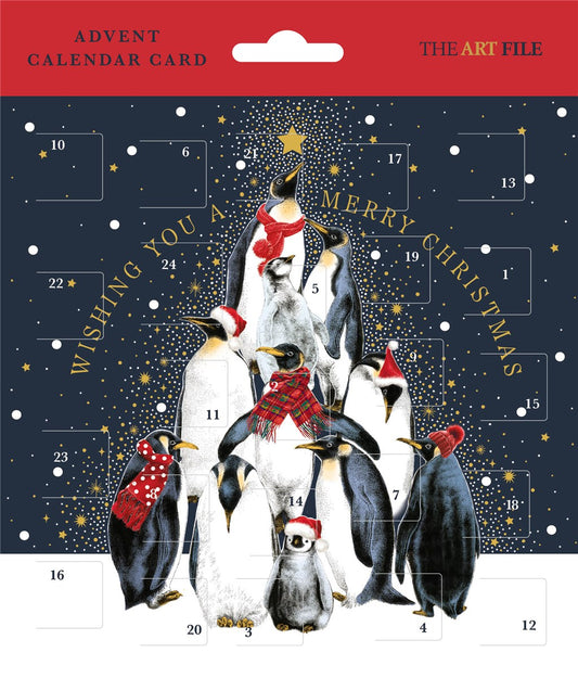 Pile of penguins advent calendar card