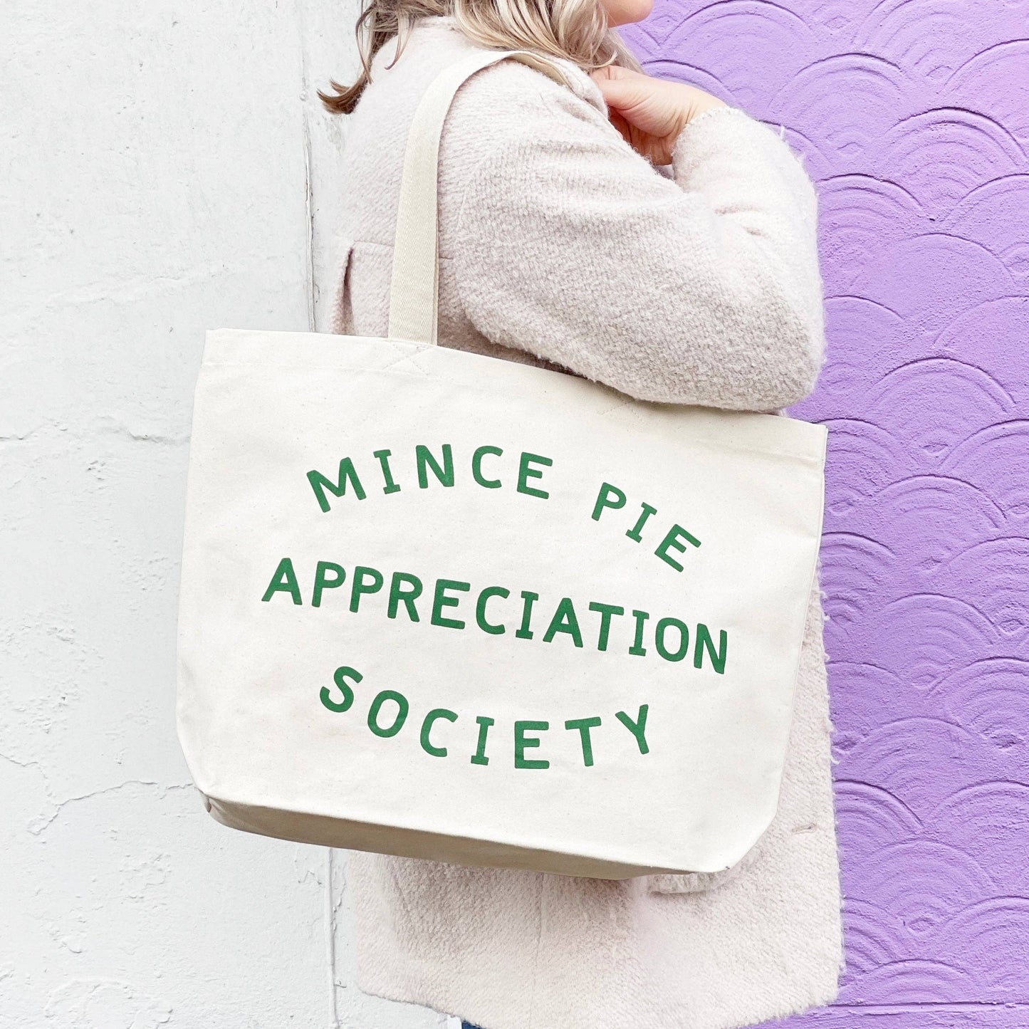 Mince Pie Appreciation Society cotton canvas tote bag