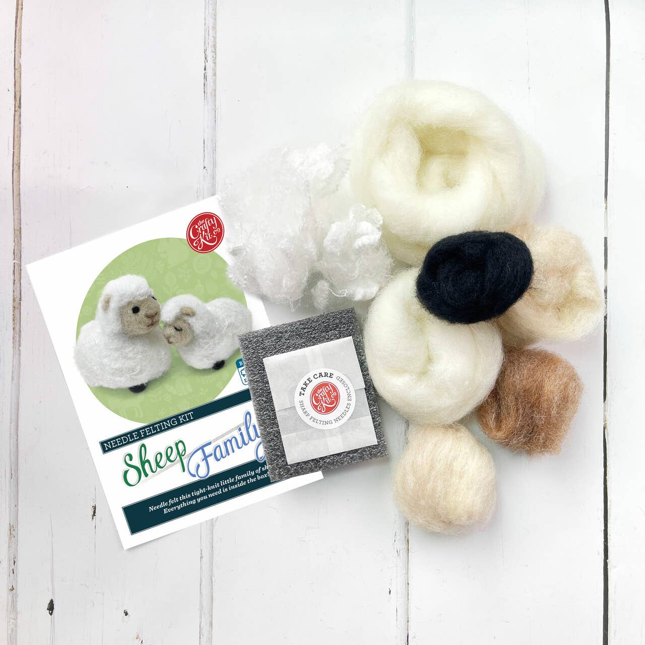 Sheep family needle felting craft kit