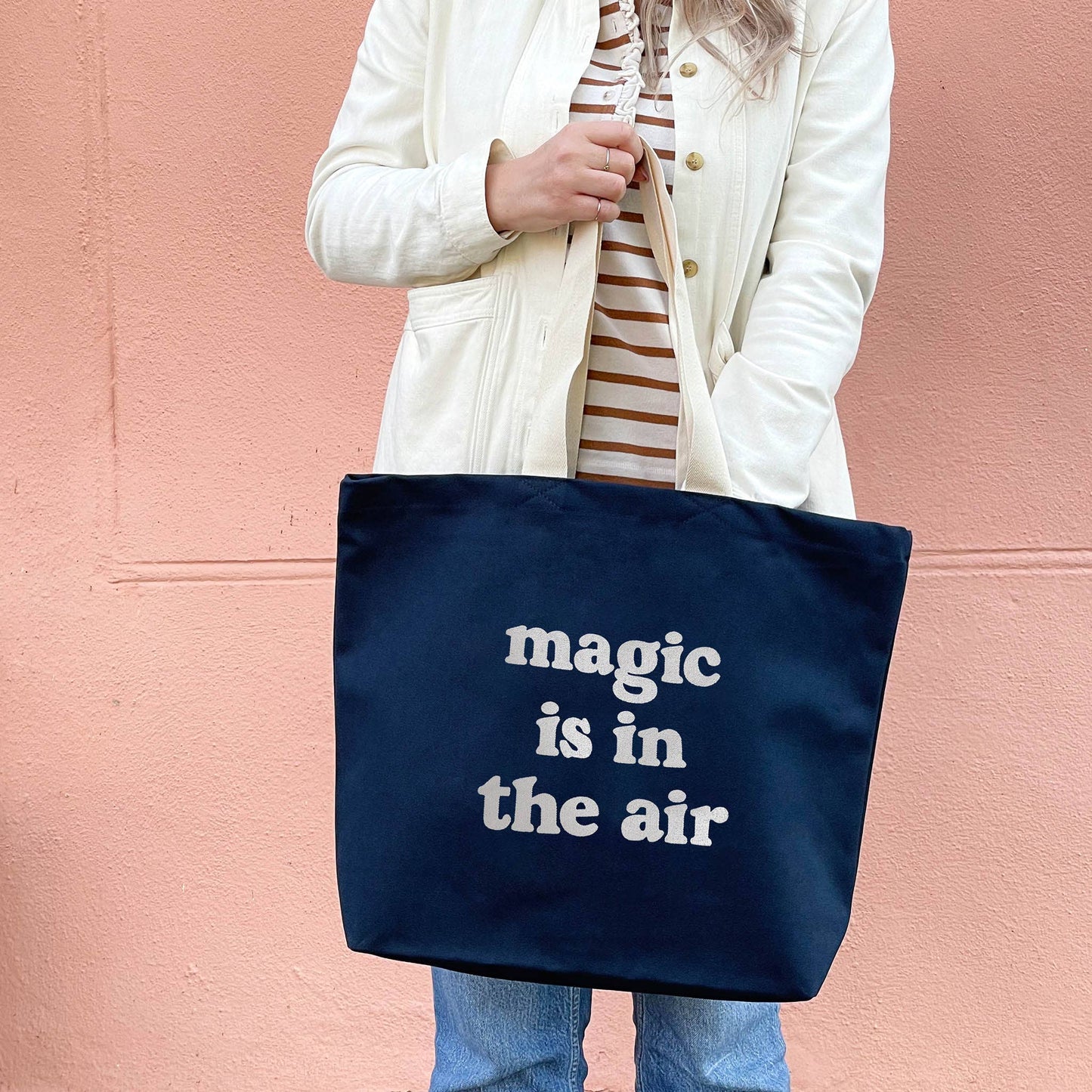 Magic is in the air - midnight blue tote bag