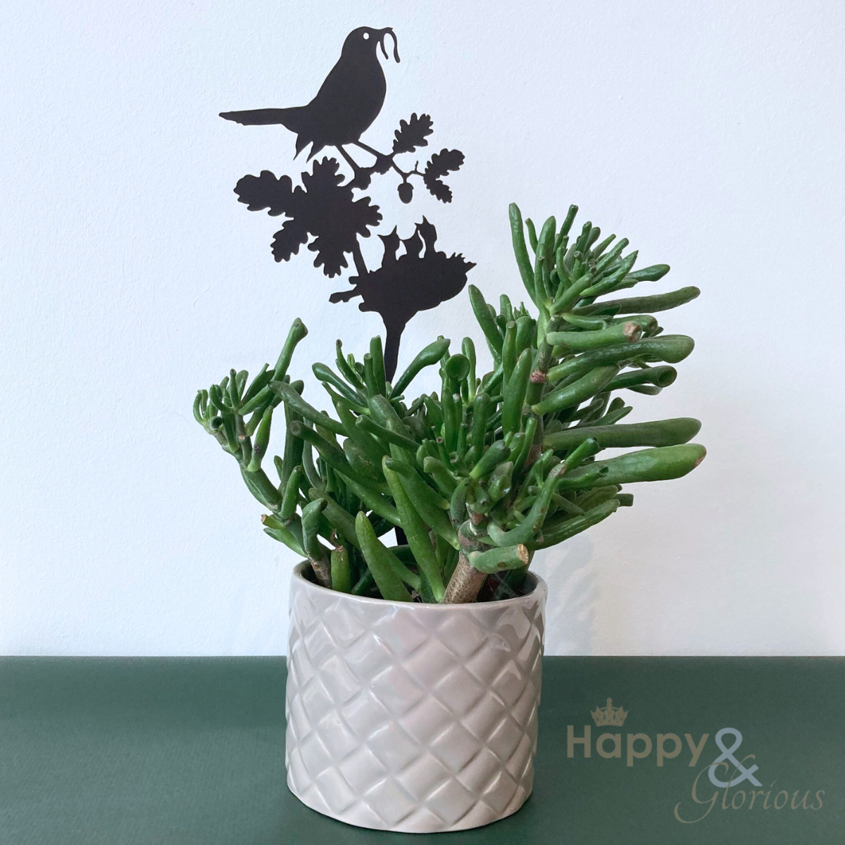 Blackbird & family steel plant pot stem