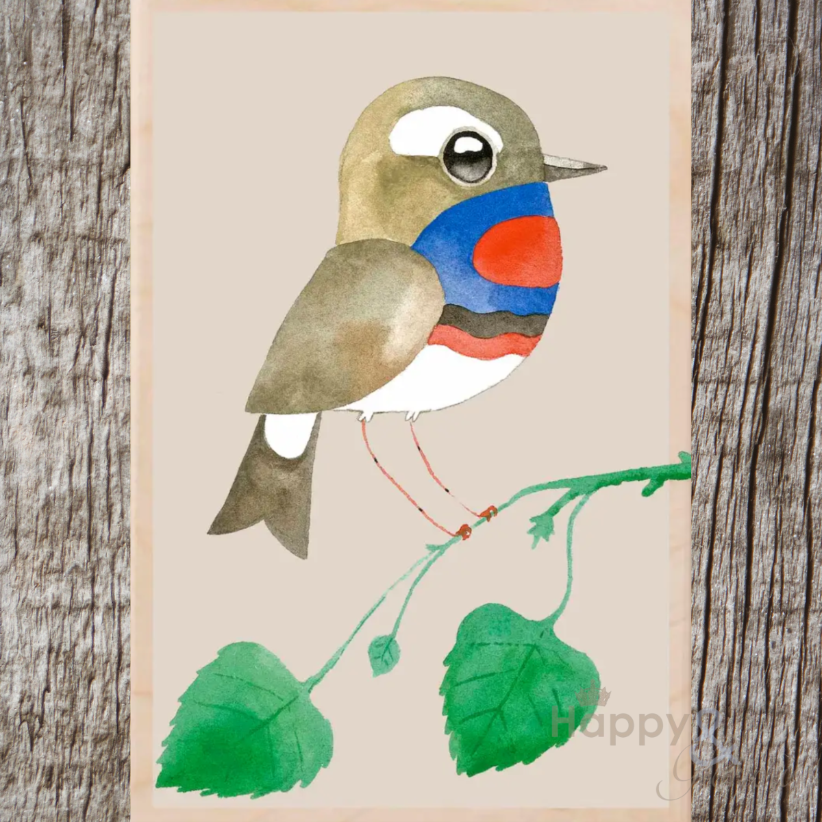 Wooden bird postcard by Matt Sewell