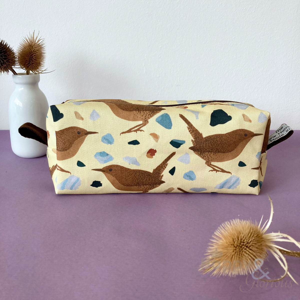 Brown wren print pencil case