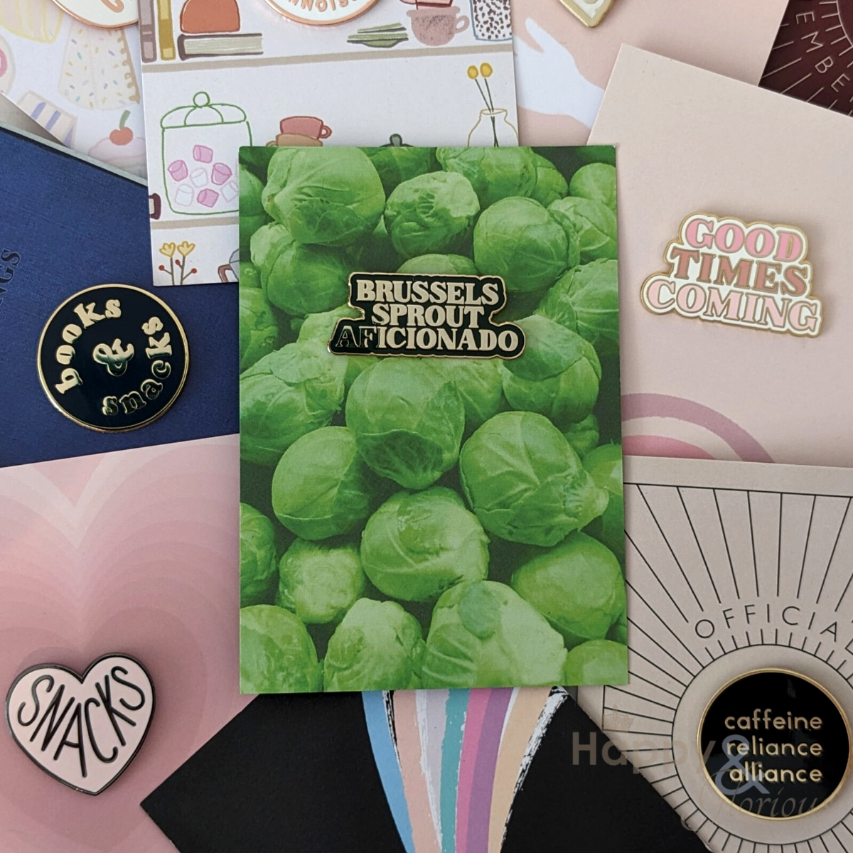 Brussels sprouts aficionado positive pin badge