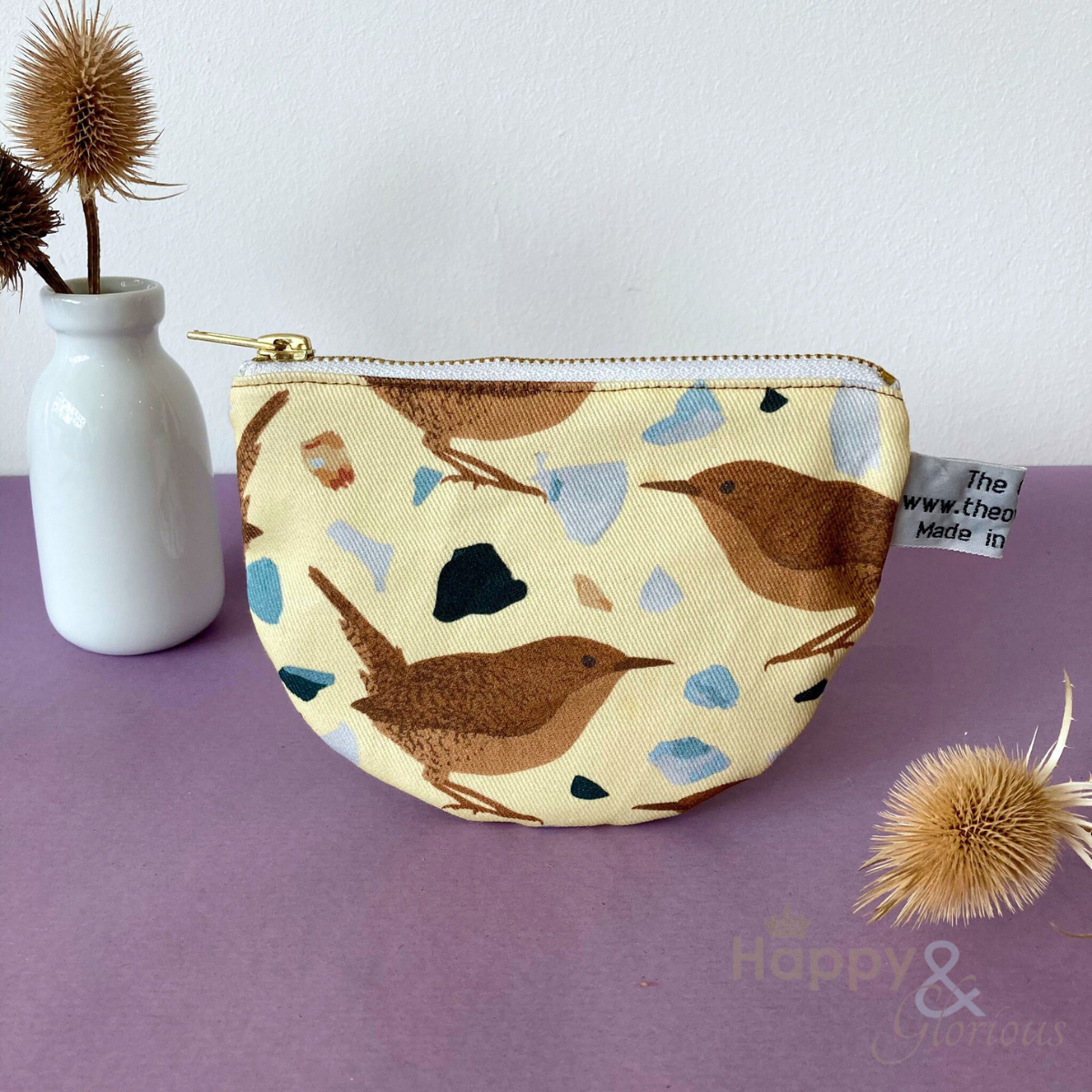 Brown wren print purse