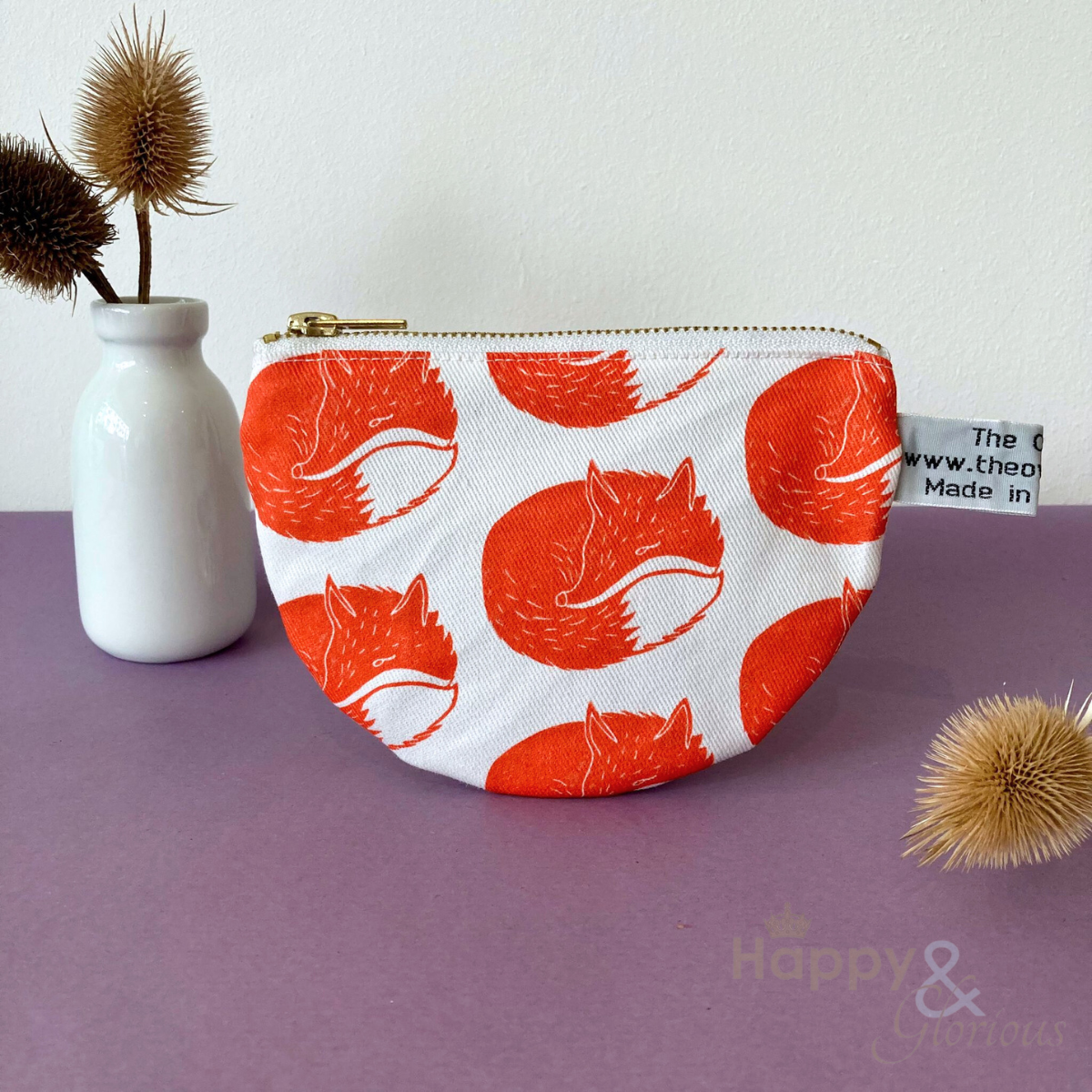 Orange fox print purse